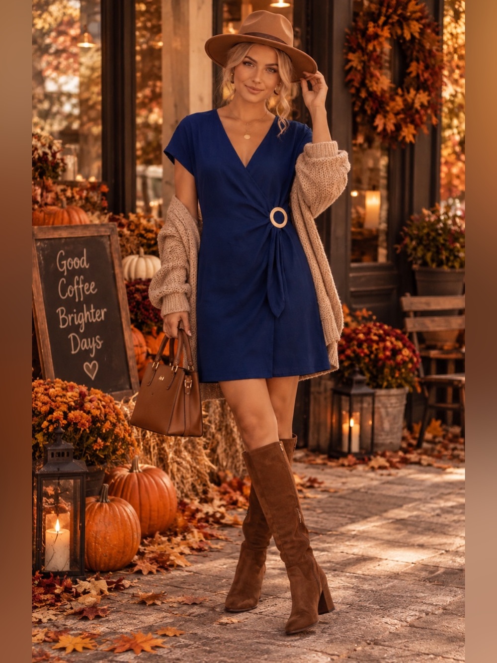 🛍️ TAHARI Blue Linen-Blend Short Sleeve V-Neck Wrap Buckle Midi Dress SMALL